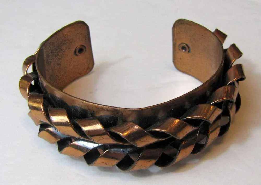 Signed Renoir Modernist Copper Cuff Bracelet - image 2