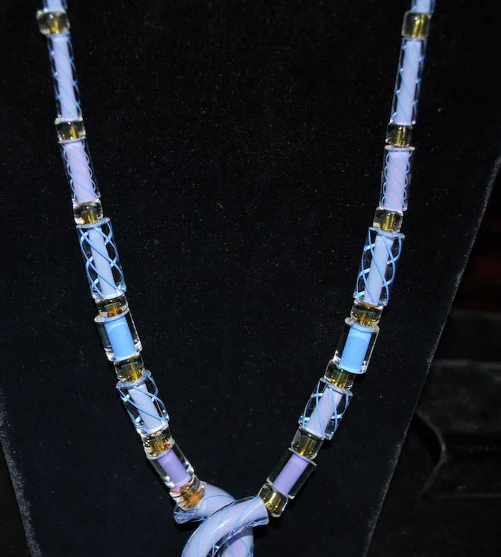 Italian Murano Lavender Glass Necklace - image 4