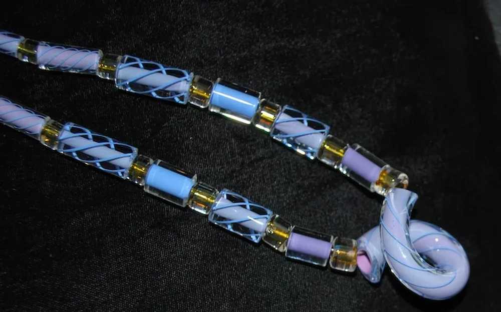 Italian Murano Lavender Glass Necklace - image 7