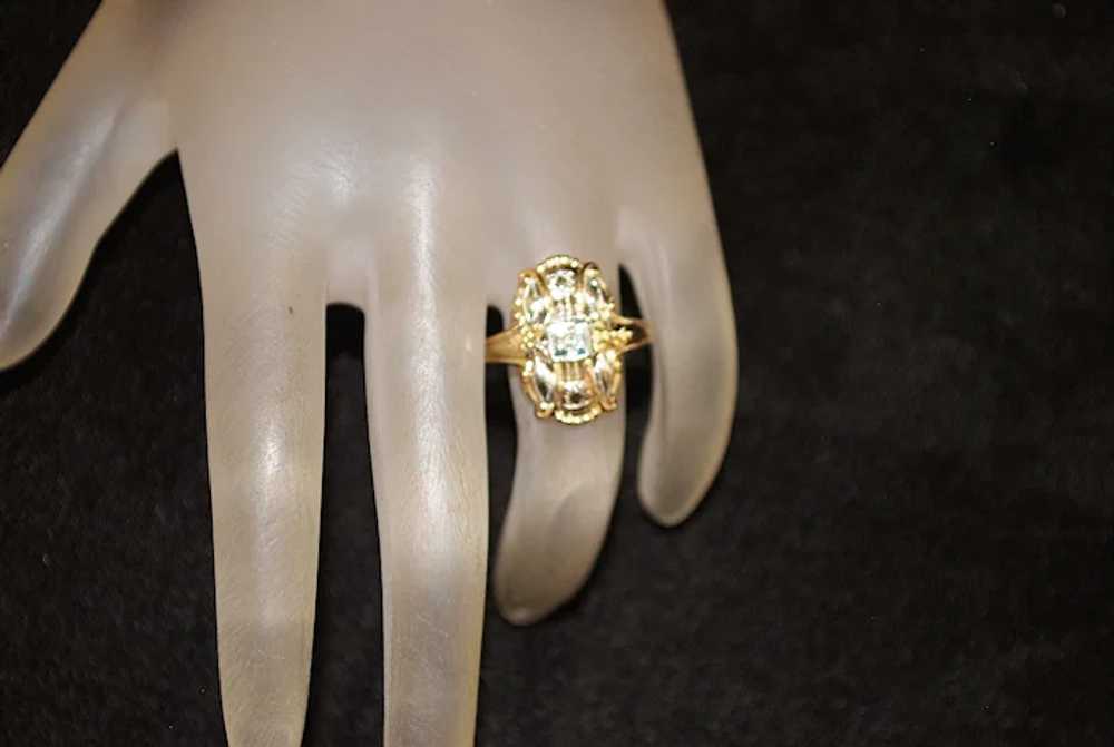 14K Art Deco Two Tone Diamond Ring - image 2