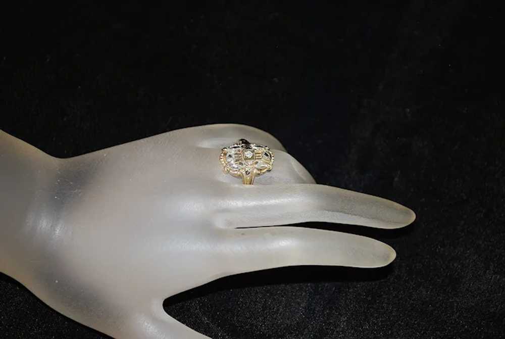 14K Art Deco Two Tone Diamond Ring - image 4