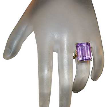 14K Custom Made 10ct Amethyst Ring - 1980's - image 1