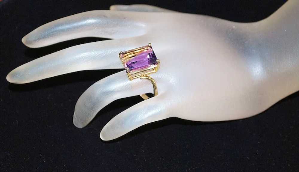 14K Custom Made 10ct Amethyst Ring - 1980's - image 3