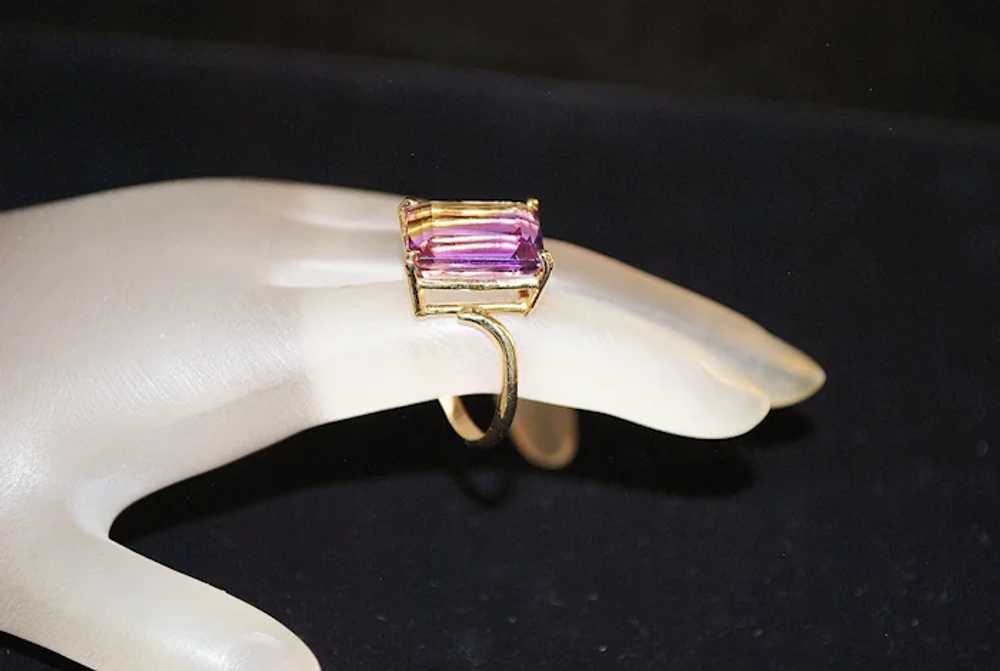 14K Custom Made 10ct Amethyst Ring - 1980's - image 4