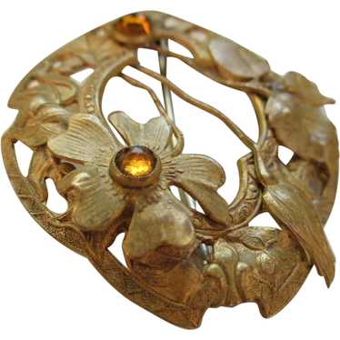 Czech Art Deco Brass  Brooch
