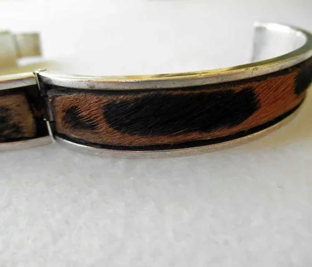 Unusual Sterling & Calf Hair Bangle Bracelet - image 5