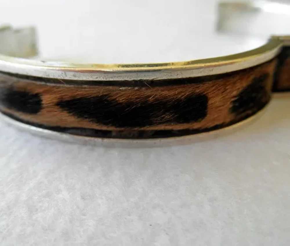 Unusual Sterling & Calf Hair Bangle Bracelet - image 6