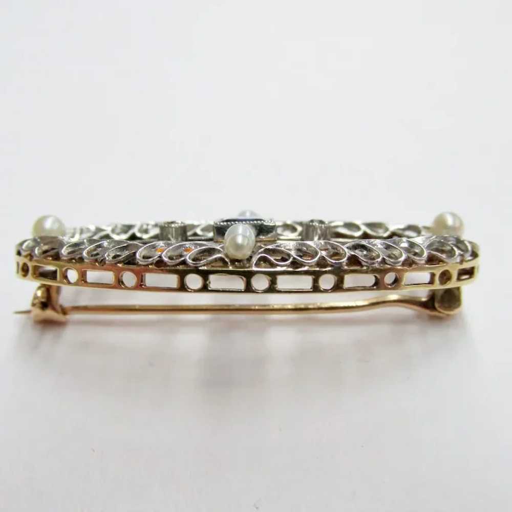 Vintage Sapphire, Diamond & Cultured Pearl Filagr… - image 4