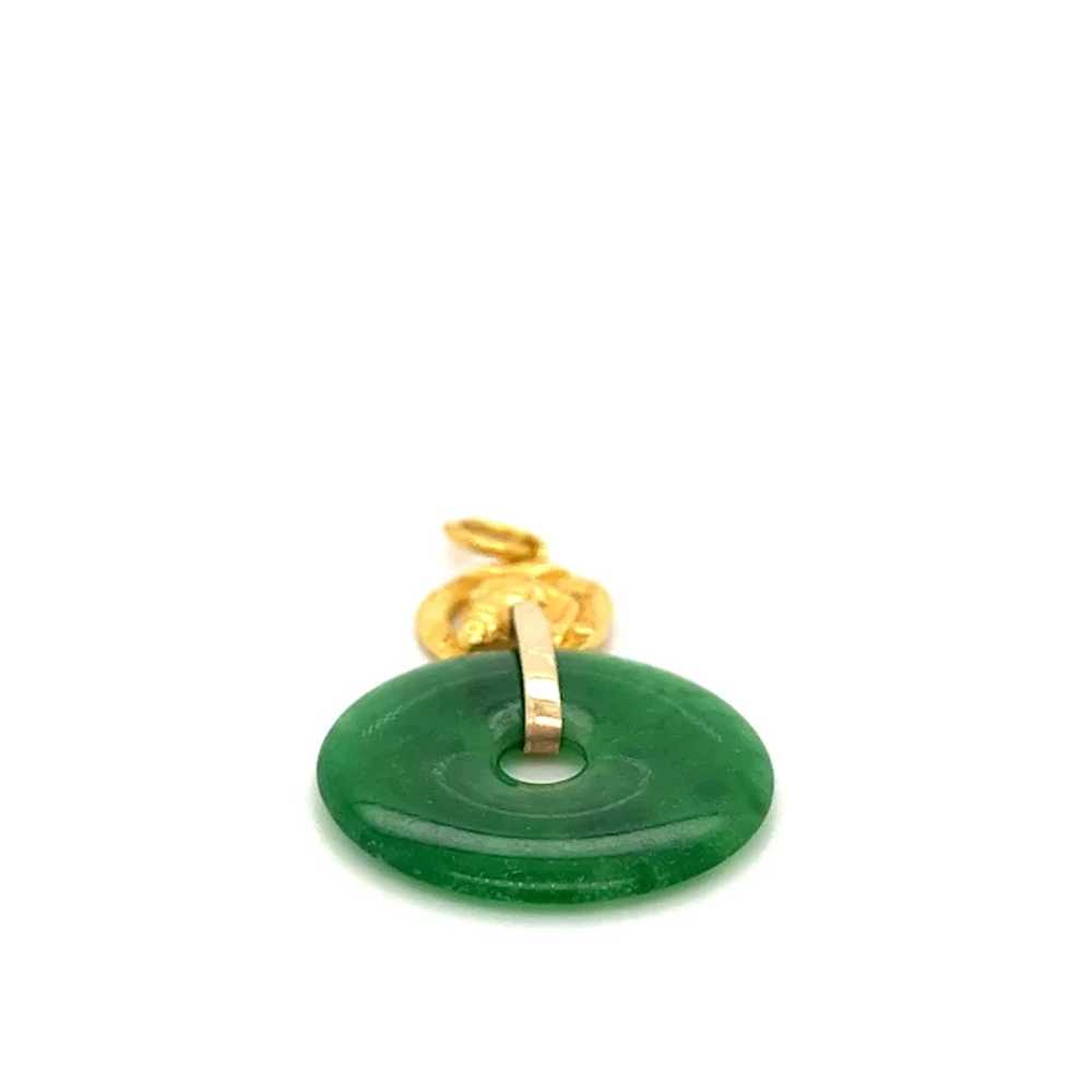 Circlular Disc Jade Pendant 24k Gold Horse Top Se… - image 2