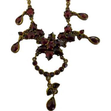 Bohemian Rose Cut Garnet Necklace