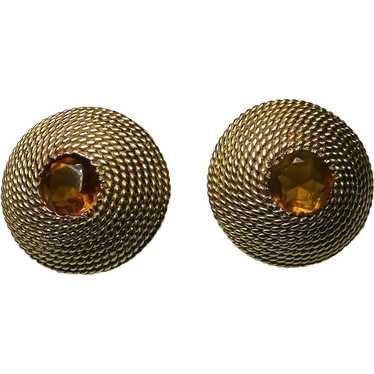 Heavy 14k and Citrine Earrings - image 1