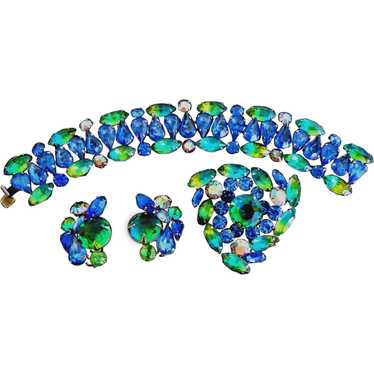 VTG BARCLAY Blue Rhinestone Jewels of India Parure, Signed on sale