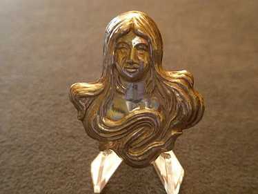 Sterling Silver Art Nouveau "Lady" Brooch - image 1
