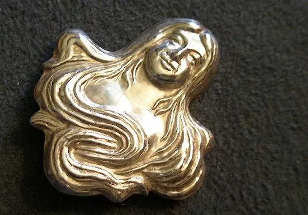 Sterling Silver Art Nouveau "Lady" Brooch - image 4