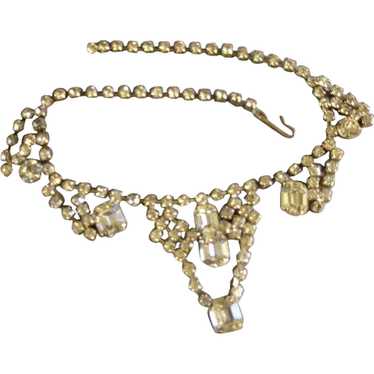 Vintage Silver-Tone & Diamond Rhinestone Necklace