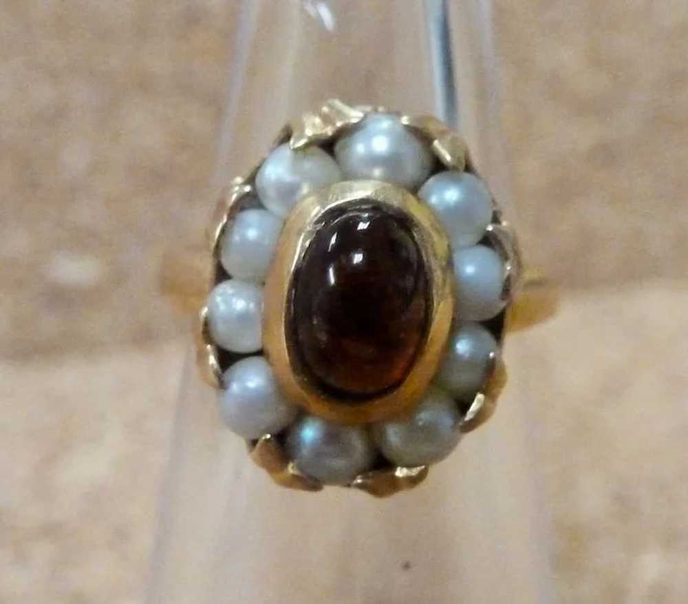 14K Victorian Cabochon Garnet and Cultured Pearl … - image 7