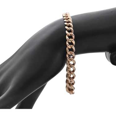Vintage 9K Rose Gold Graduated Curb Link Bracelet