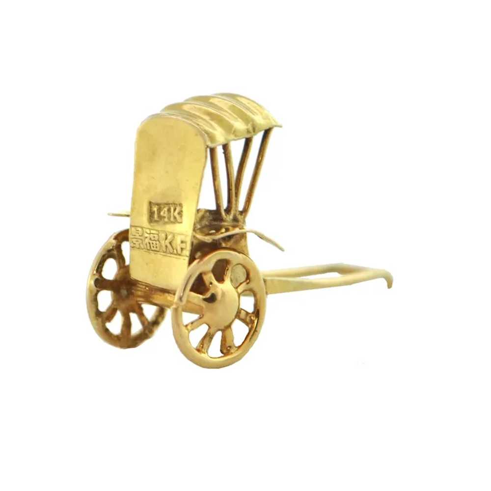 14K Yellow Gold Rickshaw Charm - image 2