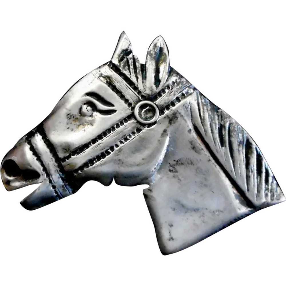 Handcrafted Silver Horse Brooch - image 1