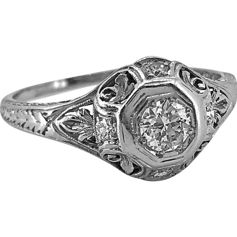 Art Deco .25ct. Diamond & 18K White Gold Antique … - image 1