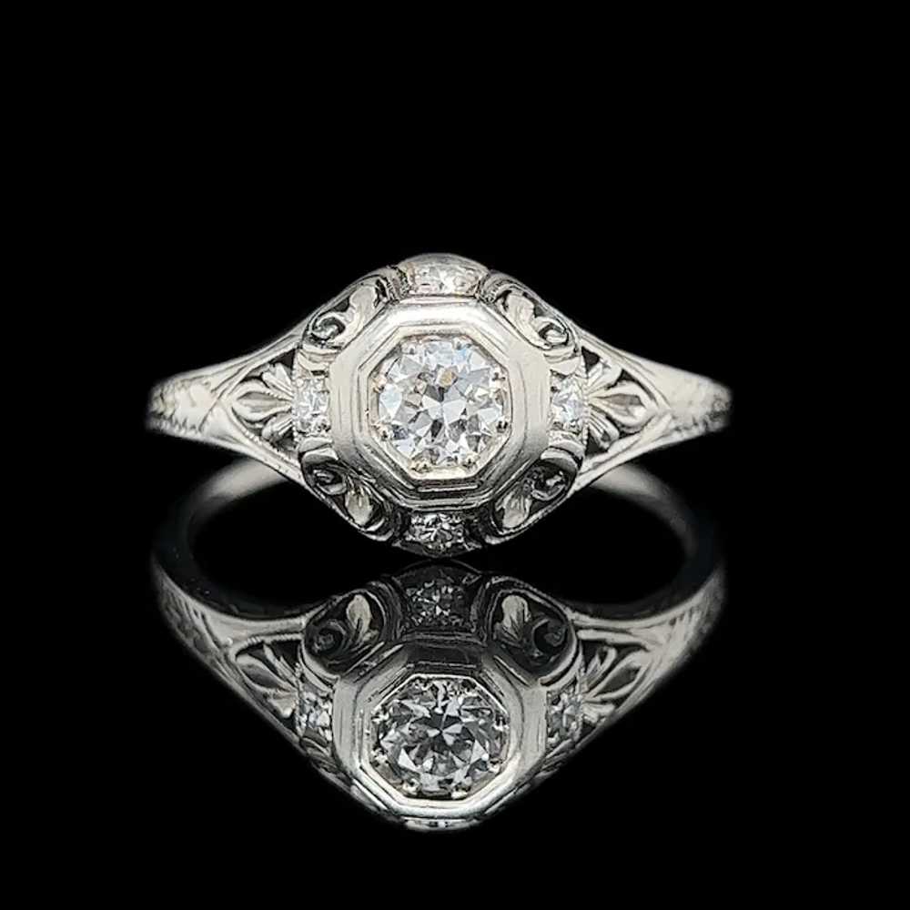 Art Deco .25ct. Diamond & 18K White Gold Antique … - image 2