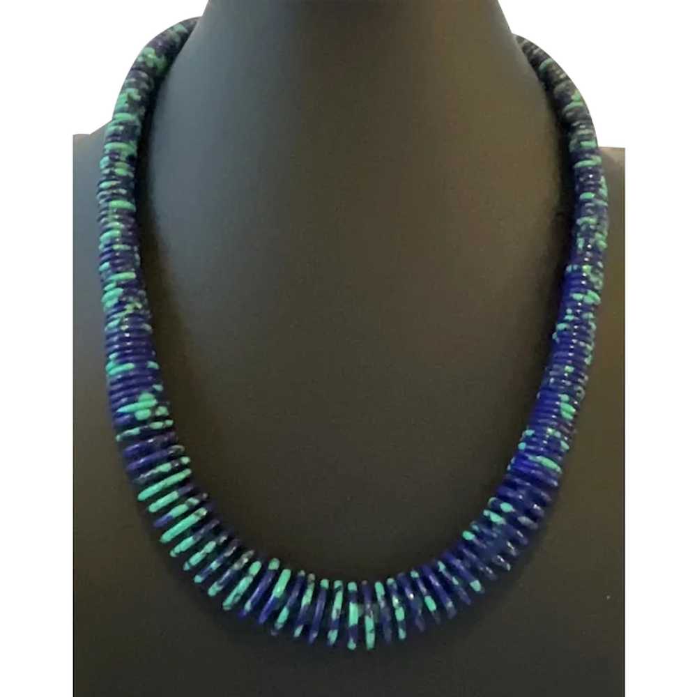 Azurite Malachite and Sterling Silver Necklace - image 1