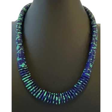 Azurite Malachite and Sterling Silver Necklace - image 1