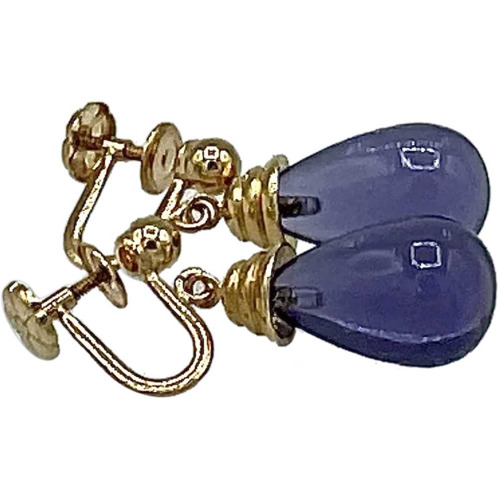 Amethyst and 14k Gold Screwback Earrings - image 1