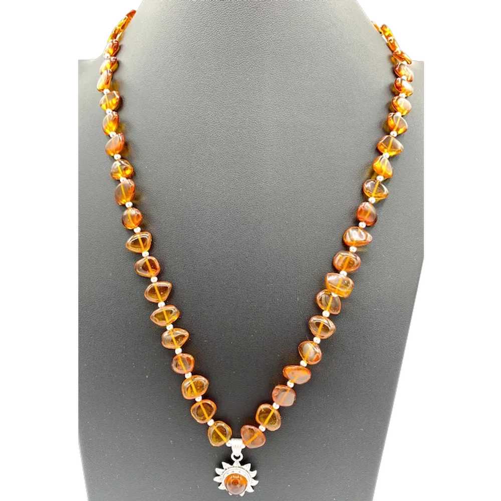 Necklace of Honey Amber and Sterling Silver - image 1