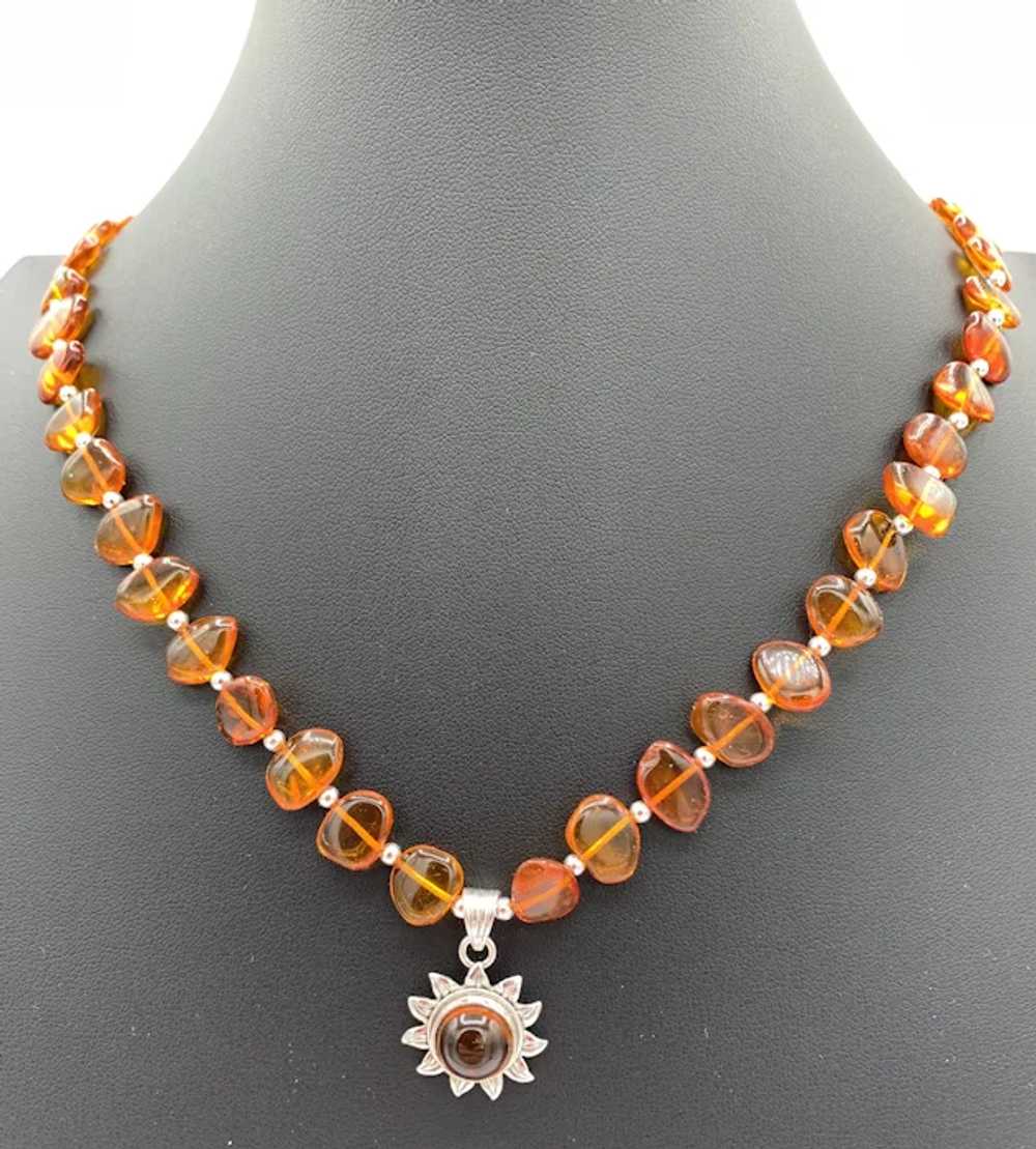 Necklace of Honey Amber and Sterling Silver - image 2