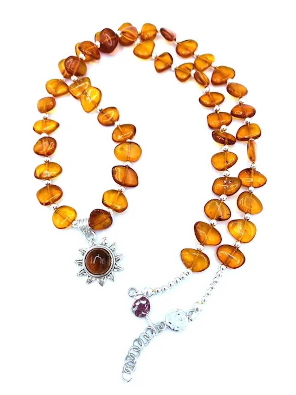 Necklace of Honey Amber and Sterling Silver - image 4