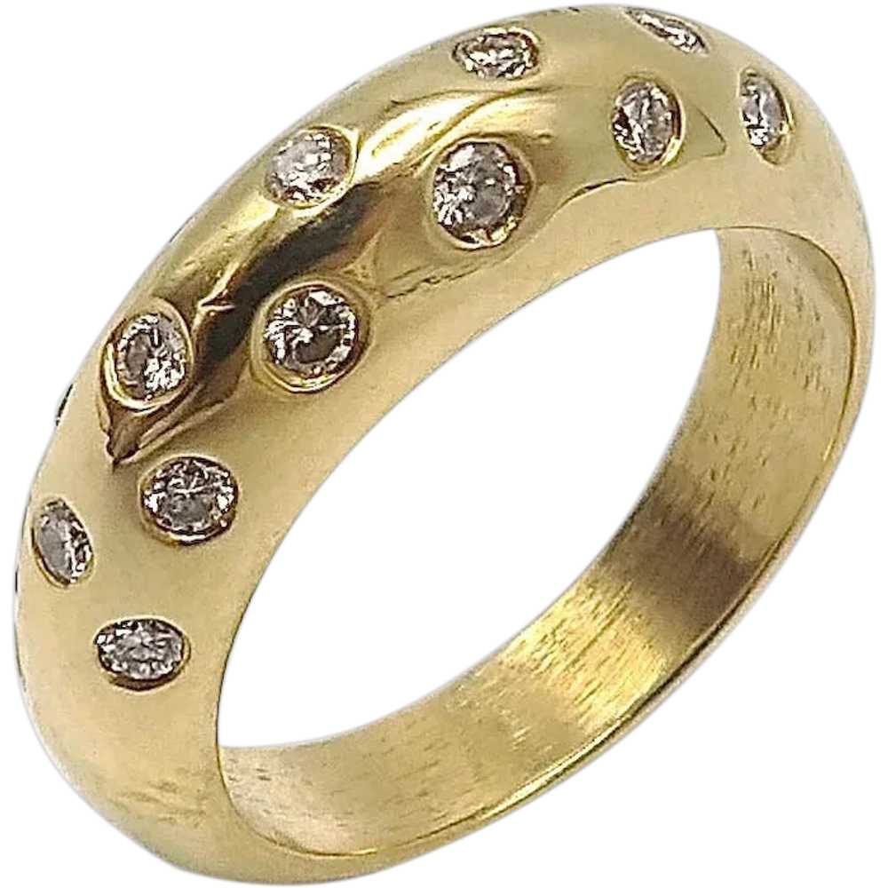 18K Gold and Diamond Contemporary Dome-Shaped Ring - image 1