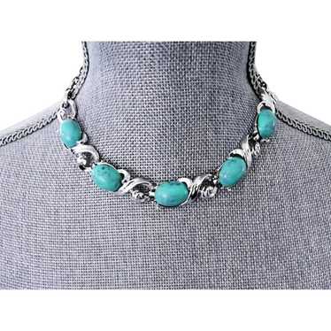 FABULOUS 1950s Mid-Century Necklace,Turquoise Glas