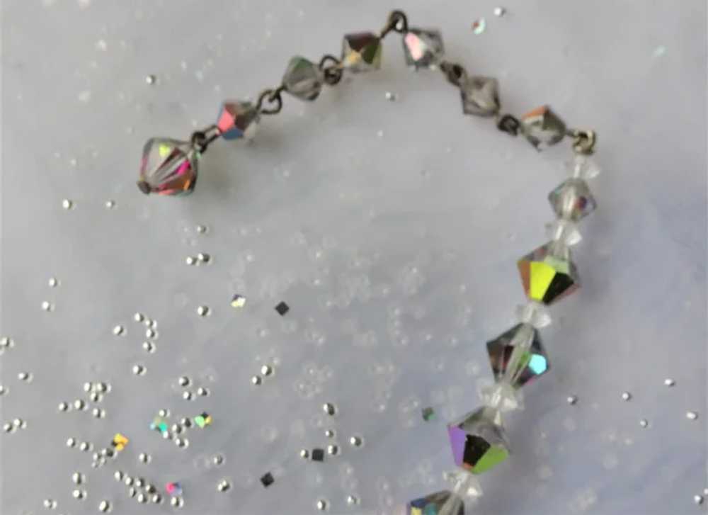 VINTAGE 1950s Art Glass Crystal Necklace, AB Carn… - image 2