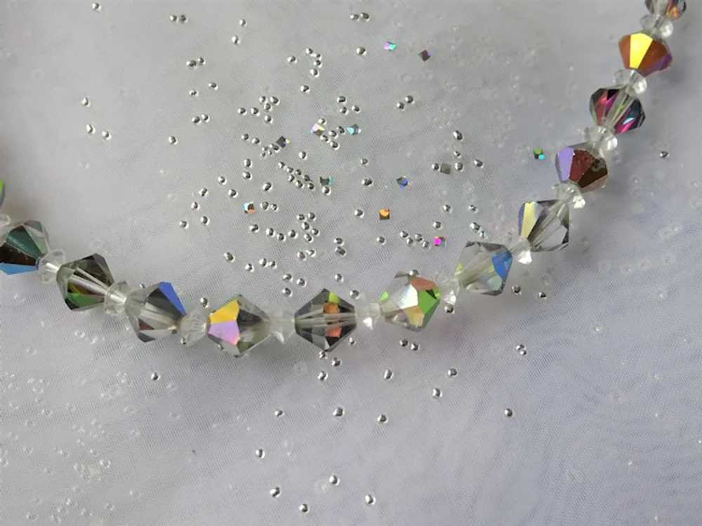 VINTAGE 1950s Art Glass Crystal Necklace, AB Carn… - image 3