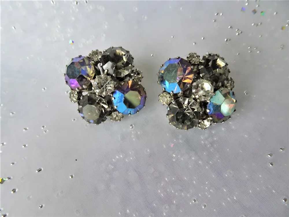 GORGEOUS Earrings Signed Weiss, AB and Smokey Gra… - image 2