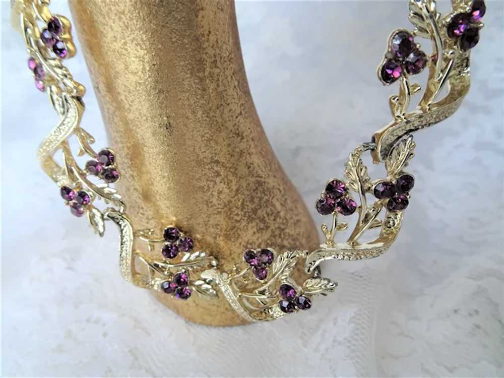 LOVELY Purple Glass Vintage Necklace, Sparkling G… - image 2