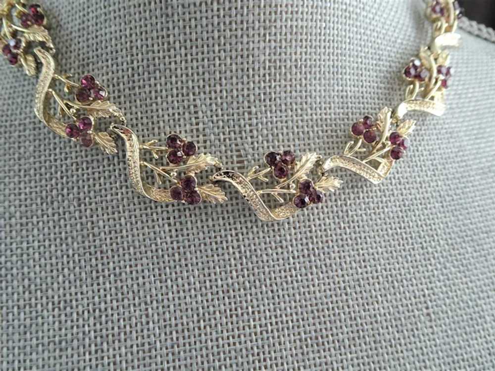 LOVELY Purple Glass Vintage Necklace, Sparkling G… - image 3