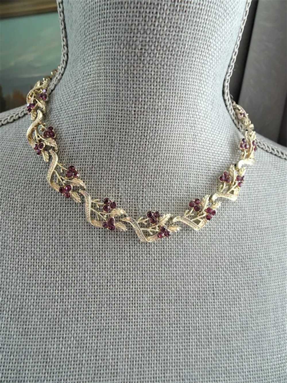 LOVELY Purple Glass Vintage Necklace, Sparkling G… - image 4