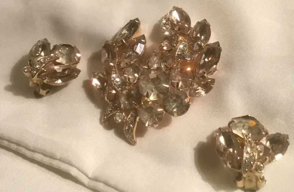 Eisenberg Ice Swarovski Crystals Brooch Clip Earr… - image 7