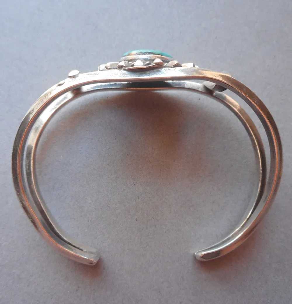 1970s Native American Bracelet Sterling Silver Tu… - image 3