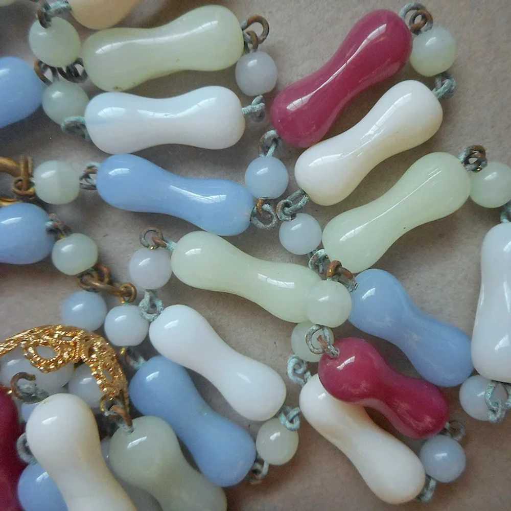 Glass Beads On Wire Tassel Necklace Unusual Color… - image 3