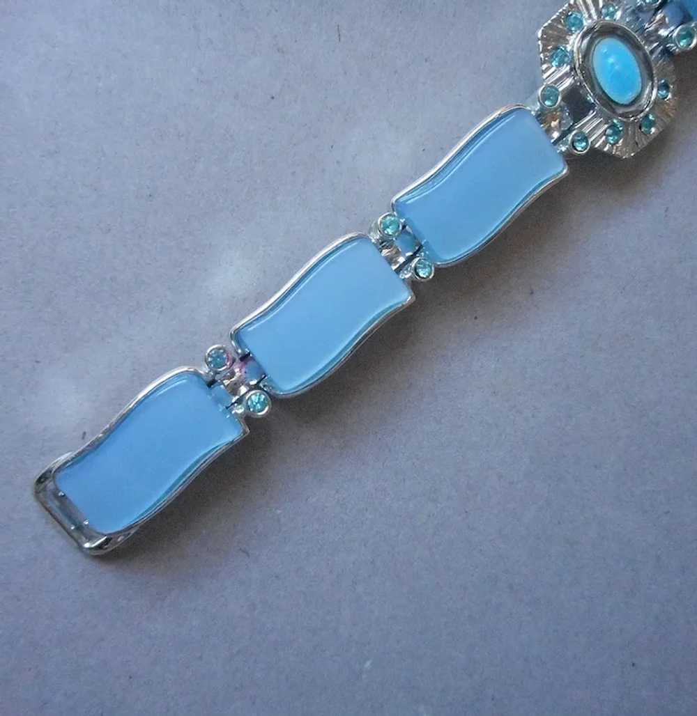Miraculous Medal Blue Enamel Lucite Bracelet Vint… - image 5