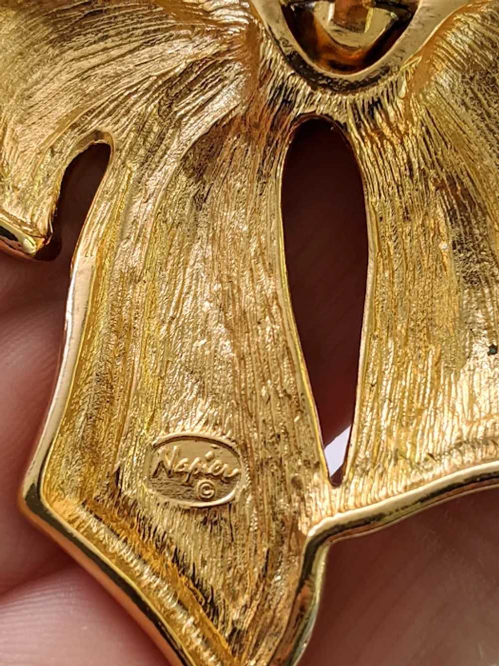 Patent Pending Napier Large Gold Tone Bow Pendant… - image 6