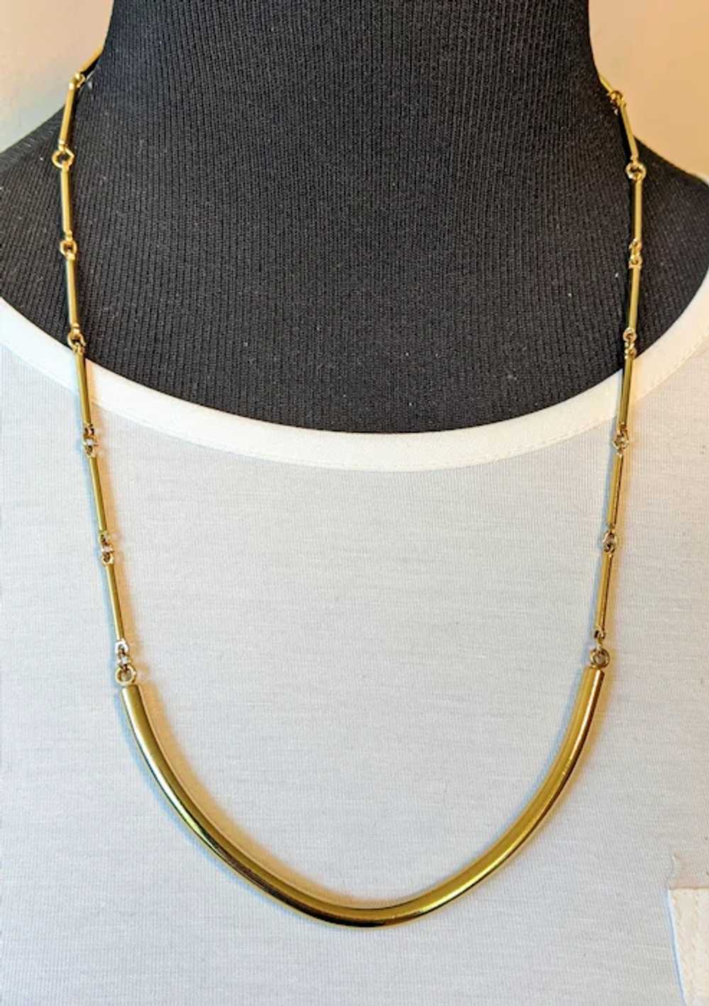 Signed Sarah Coventry Gold Tone Bar Necklace - image 2