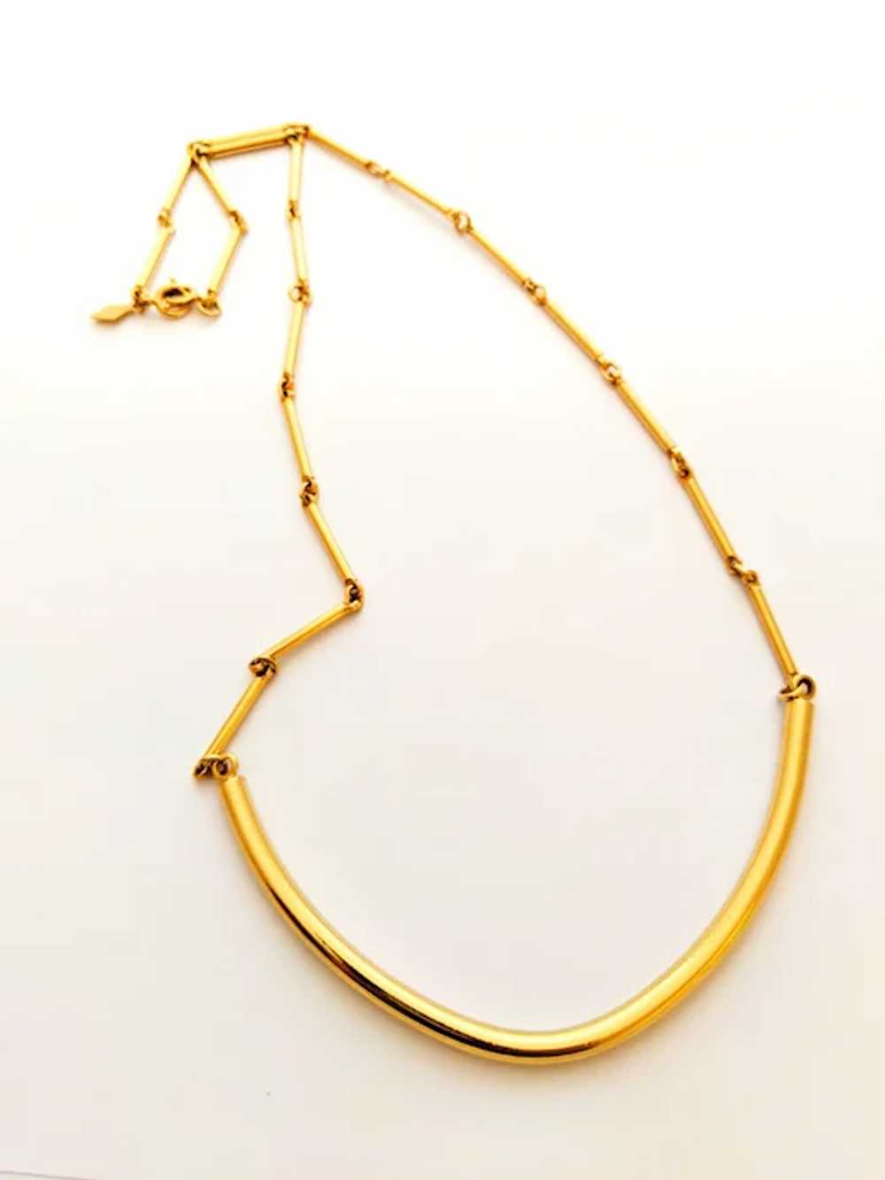Signed Sarah Coventry Gold Tone Bar Necklace - image 4