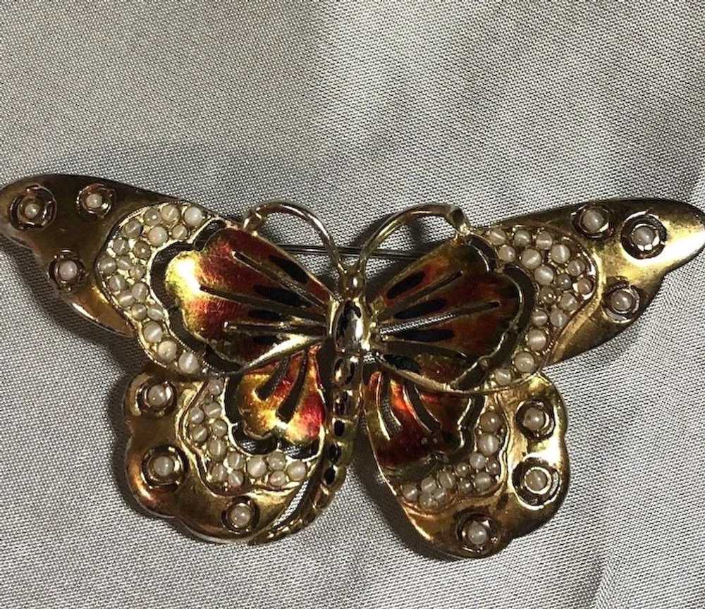 RARE Vintage Reja Enameled Butterfly Figural Faux… - image 2