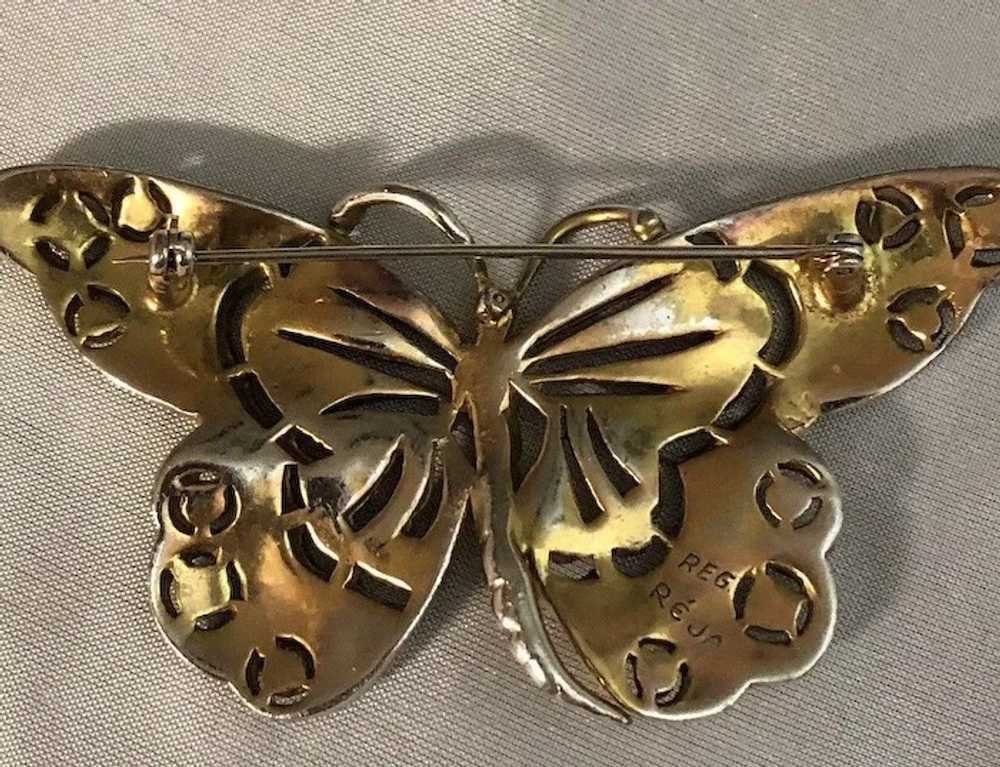 RARE Vintage Reja Enameled Butterfly Figural Faux… - image 3