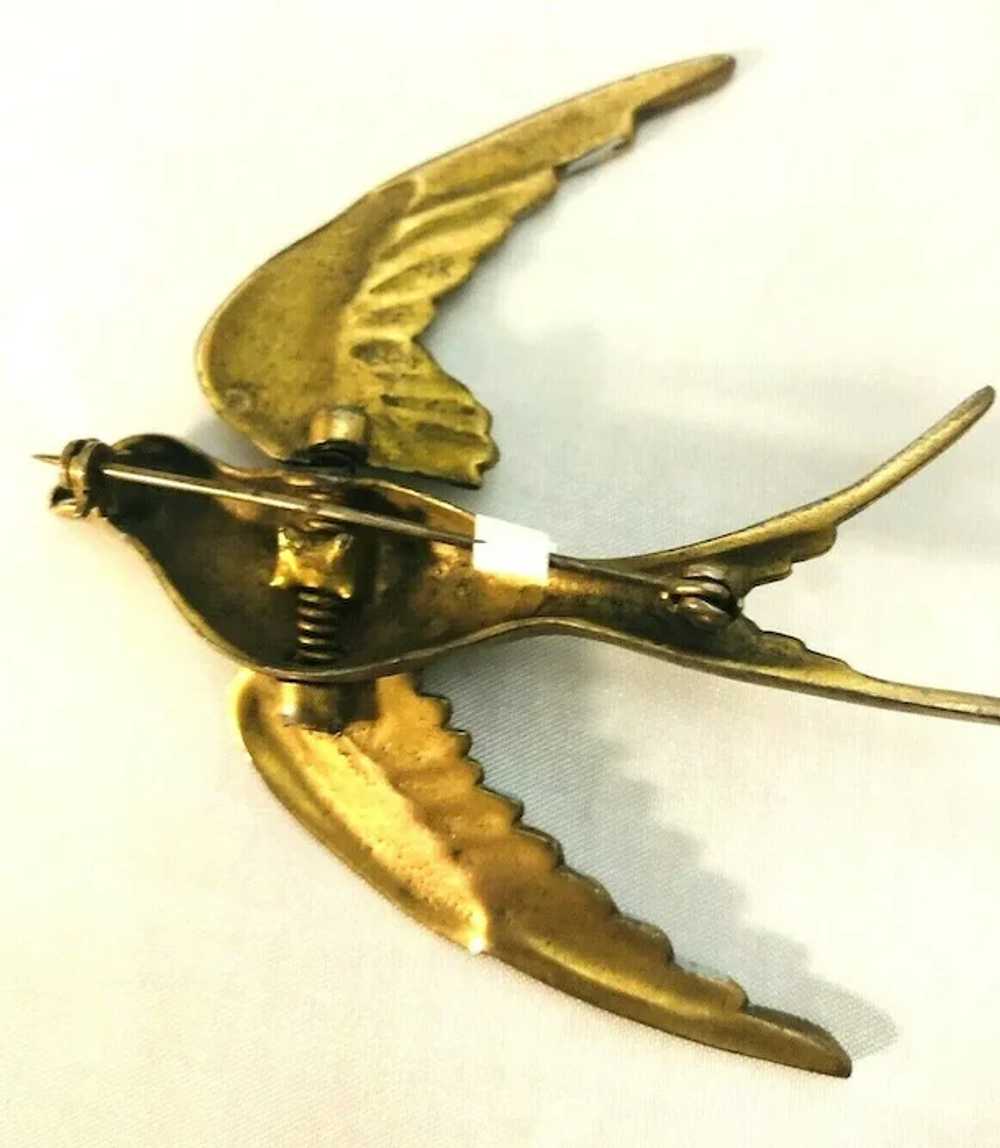 Vintage Unmkd CORO Trembler Winged Enameled & Rhi… - image 3