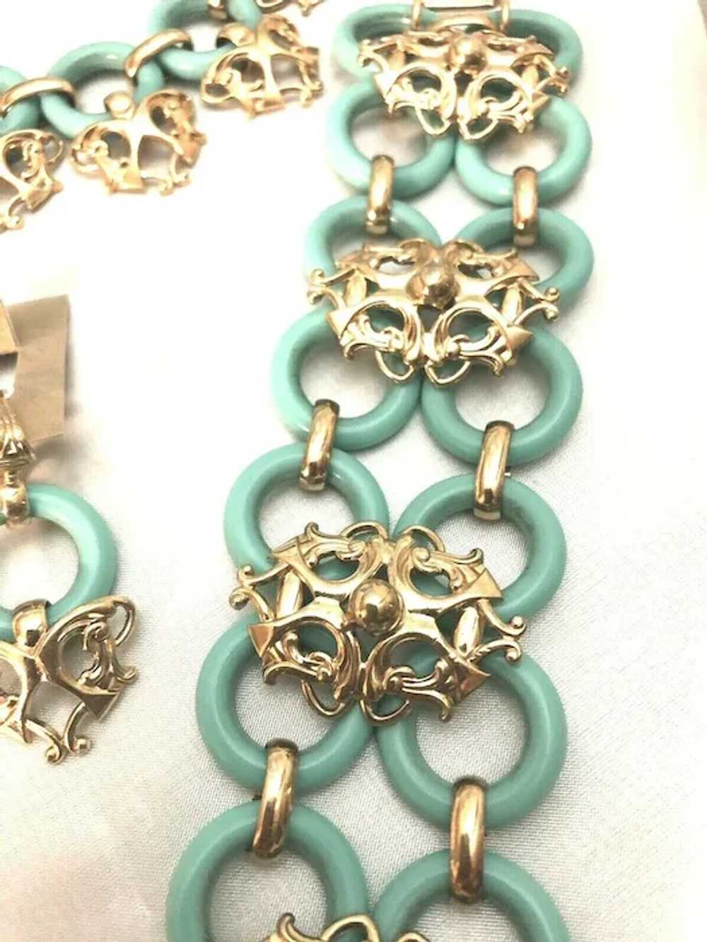 RARE NAPIER Turquoise Lucite Ring Necklace, Brace… - image 4